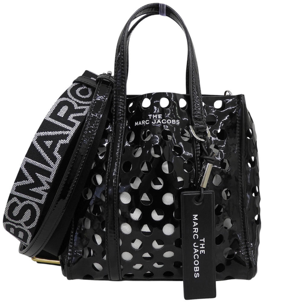 MARC JACOBS Perforated Patent Leather Handbag for Women, Black, M0015791. (Wo...